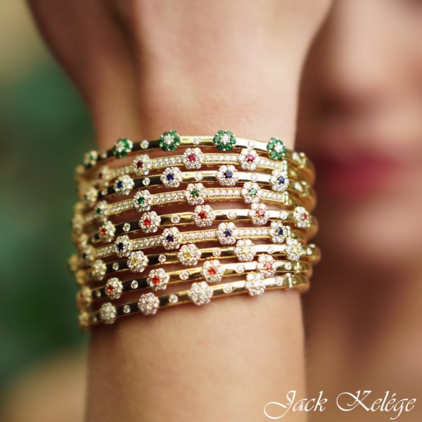 Tsavorite and Diamond Flower Bracelet - KGB163YTS