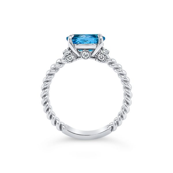 East-West Set Aquamarine and Diamond Ring - KGR162
