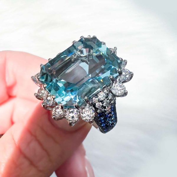 Aquamarine and Sapphire Ring - KGR143