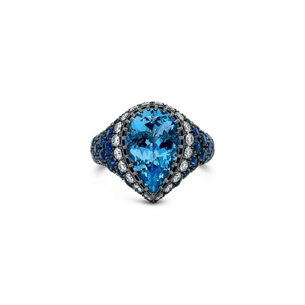 Jack Kelége aquamarine and sapphire ring - KGR161