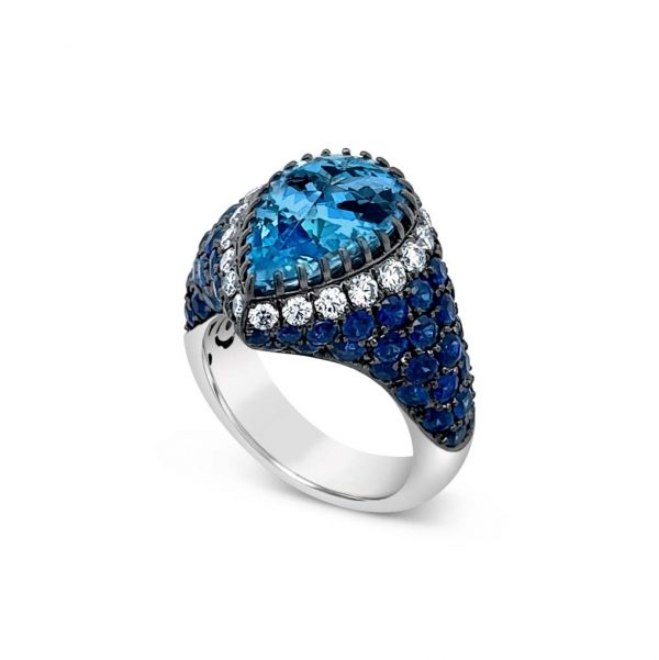 Aquamarine and Sapphire Ring - KGR161
