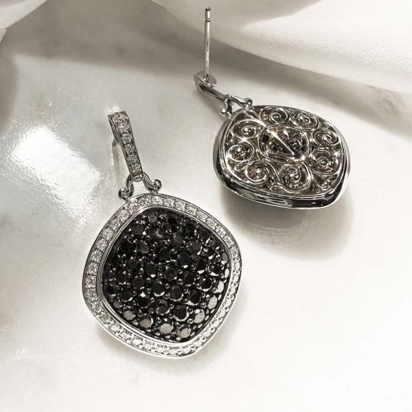 Black Diamond Drop Earrings - KGE137-2