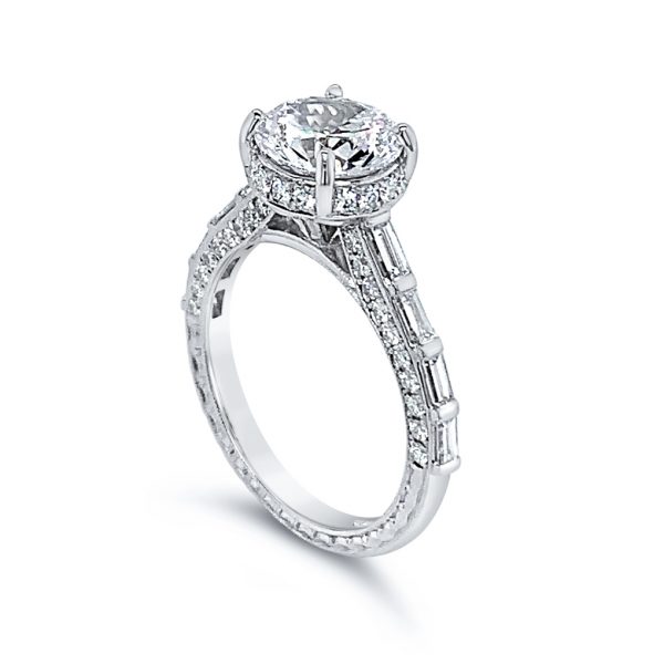 Round Solitaire Baguette Diamond Engagement Ring - KGR1278