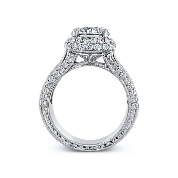 Engagement Ring with Baguette Diamond Accent - KPR615