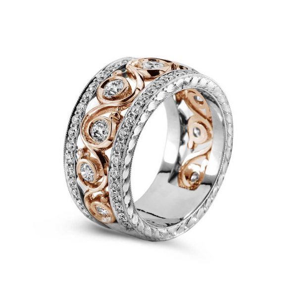 Jack Kelége wide scroll diamond band - KGBD100