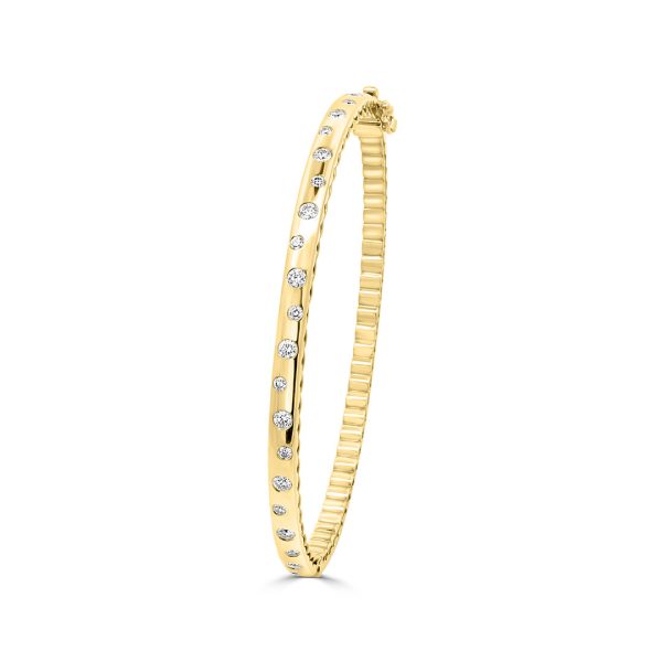 Jack Kelege yellow gold diamond bangle bracelet - KGB186YM