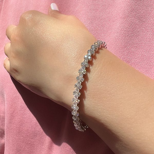 Diamond Cluster Tennis Bracelet - KGB183-1