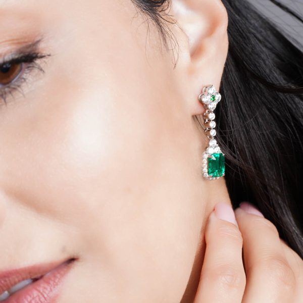 Jack Kelège emerald and diamond drop earrings - KPE302