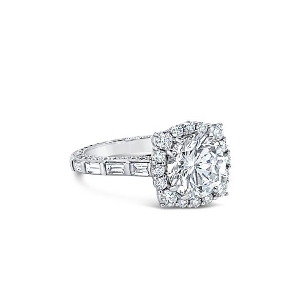 Baguette Diamond Halo Engagement Ring - KGR1270