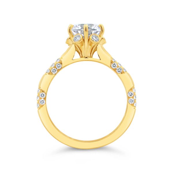 Round Solitaire Diamond Cluster Engagement Ring - KGR1277Y