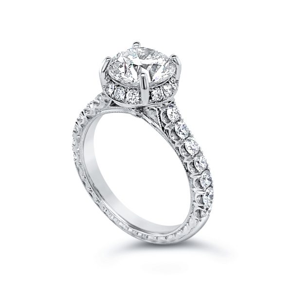 Hidden Halo Round Diamond Engagement Ring - KGR1280