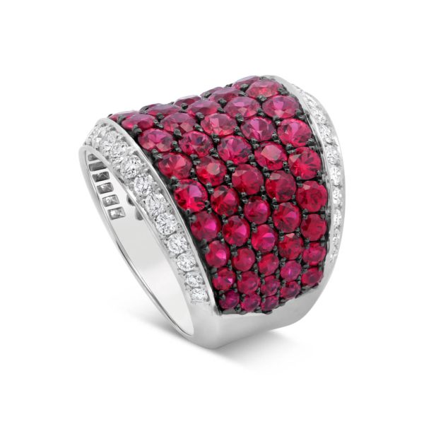 Jack Kelège wide ruby band with diamonds - KPBD832R