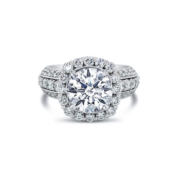 Jack Kelége diamond halo engagement ring in platinum - KPR646