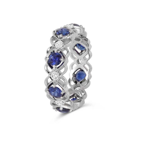 Jack Kelége diamond band with sapphire accent - KGBD162-3