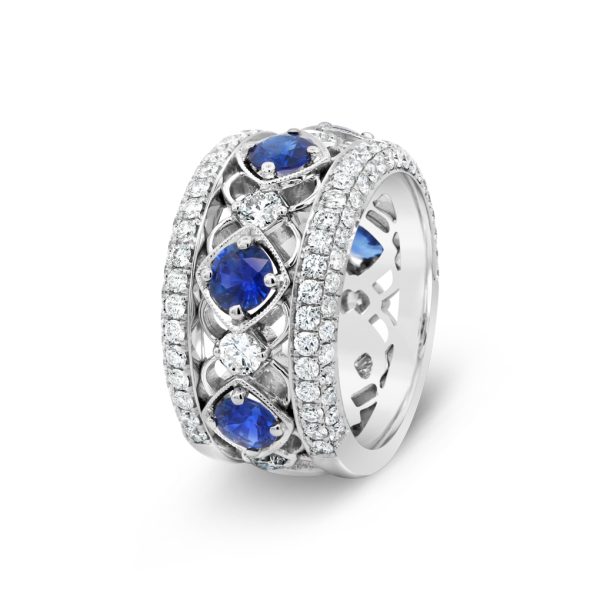 Jack Kelége sapphire and diamond band in 18k white gold - KGBD250S