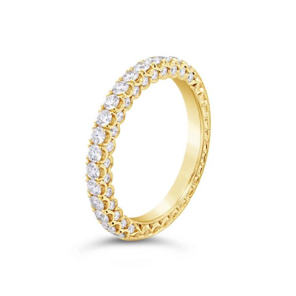 Jack Kelége diamond wedding ring with diamonds on profile - KGBD1288Y