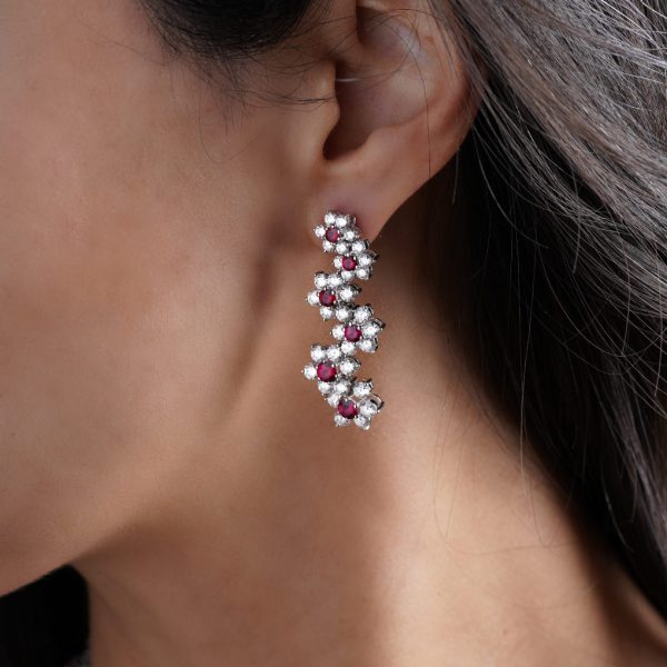 Jack Kelége ruby and diamond earrings in white gold - KGE250