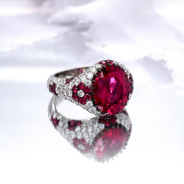 Rubellite Tourmaline and Diamond Ring - KGR124