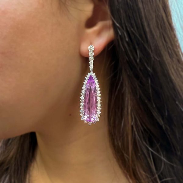 Jack Kelége Kunzite and diamond drop earrings - KGE235