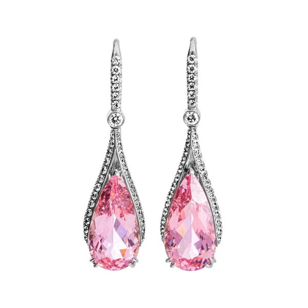 Morganite and Diamond Drop Earrings - KGE210