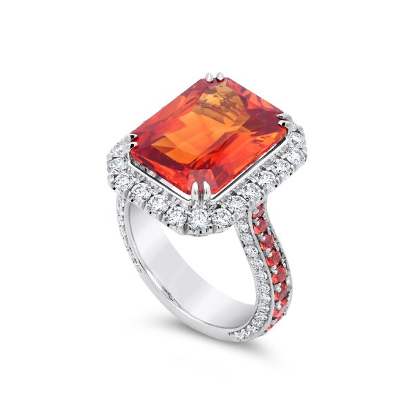 10+ Carat Orange Sapphire Ring - KPR845