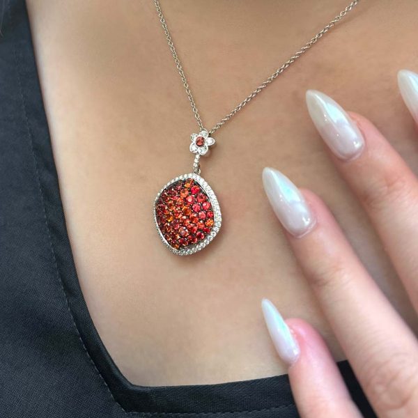 Jack Kelége orange sapphire diamond pendant necklace - KGN