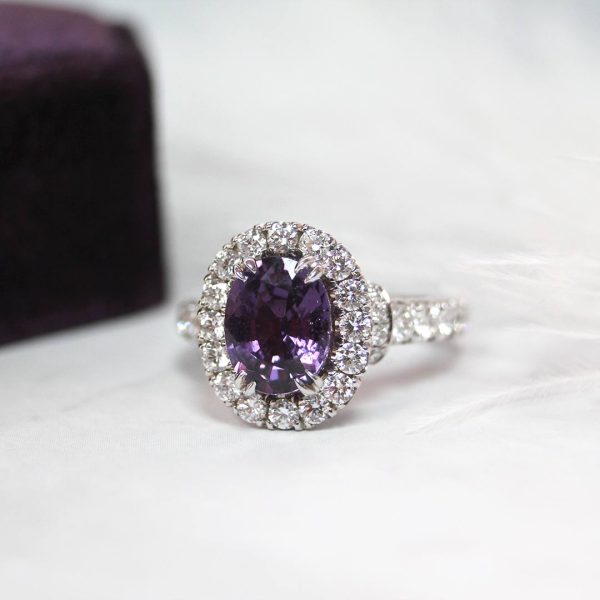 Purple Sapphire Diamond Halo Ring - KGR154