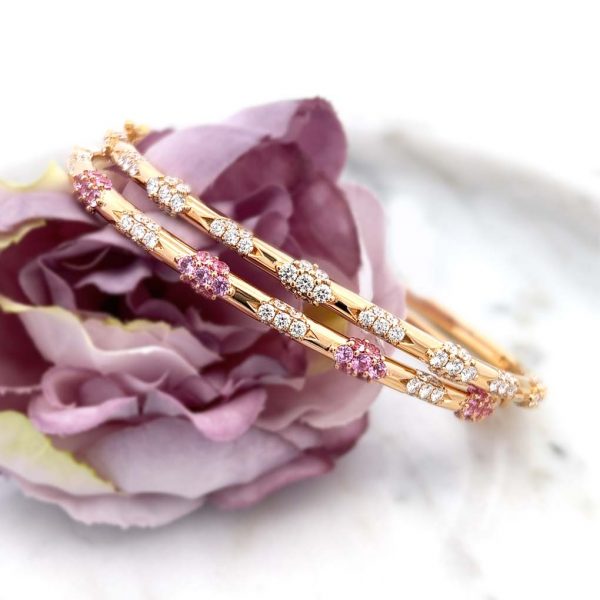 Pink Sapphire & Diamond Bangle Bracelet - KGB169YPS
