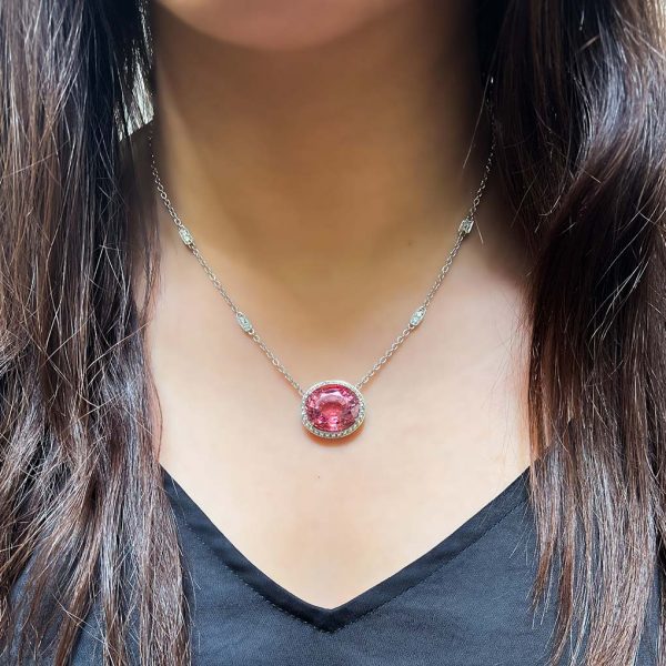 Jack Kelége pink tourmaline and diamond pendant - KPN209A