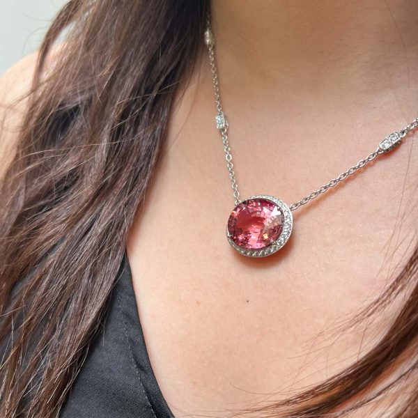 Pink Tourmaline & Diamond Necklace - KPN309A