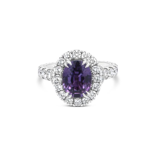 Jack Kelége oval purple sapphire and diamond halo ring - KGR154