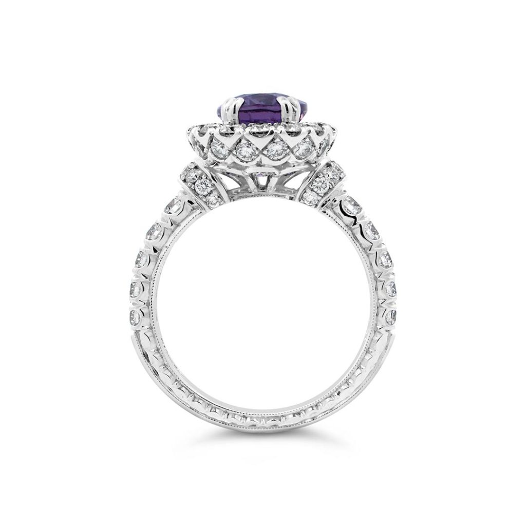 Jack Kelége oval purple sapphire and diamond halo ring - KGR154