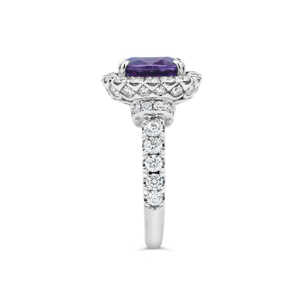 Jack Kelége oval purple sapphire and diamond halo ring - KGR154