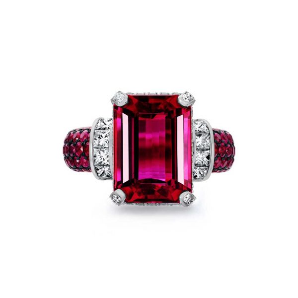 Jack Kelége rubellite and diamond ring set in 18k gold - KGR141