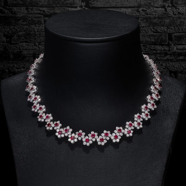 Jack Kelége ruby and diamond flower necklace - KGN189R
