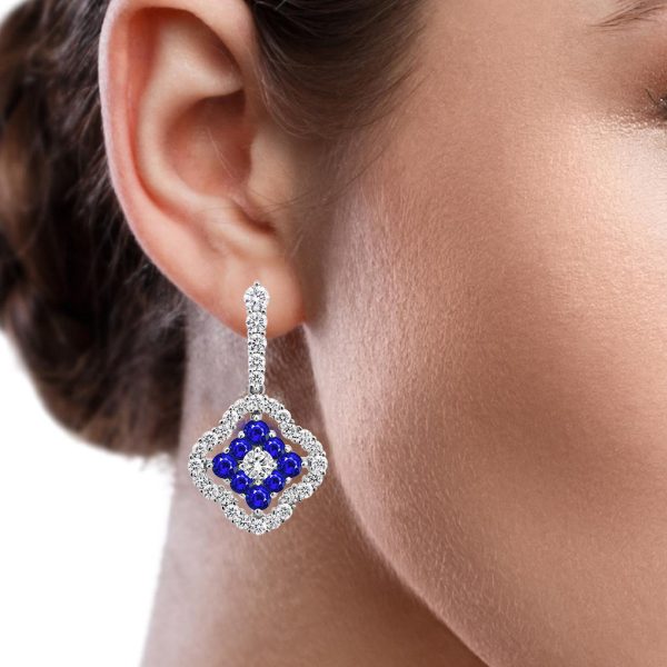 Sapphire and Diamond Drop Earrings - KGE277S