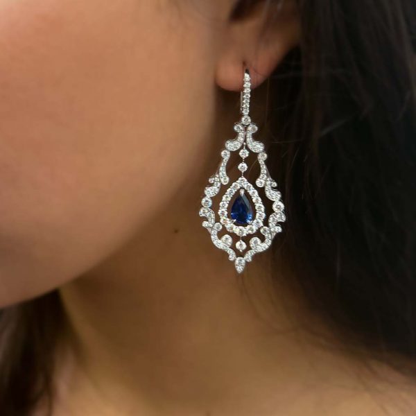 Jack Kelége sapphire and diamond drop earrings - KGE252
