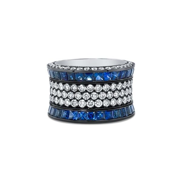 Sapphire and Diamond Band in Platinum - KPBD808S