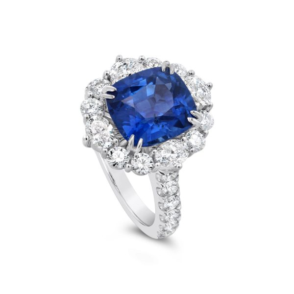 Sapphire and diamond halo ring - KPR836