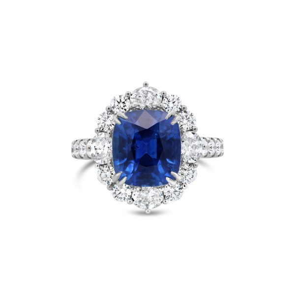 Jack Kelége sapphire and diamond halo ring in platinum - KPR836