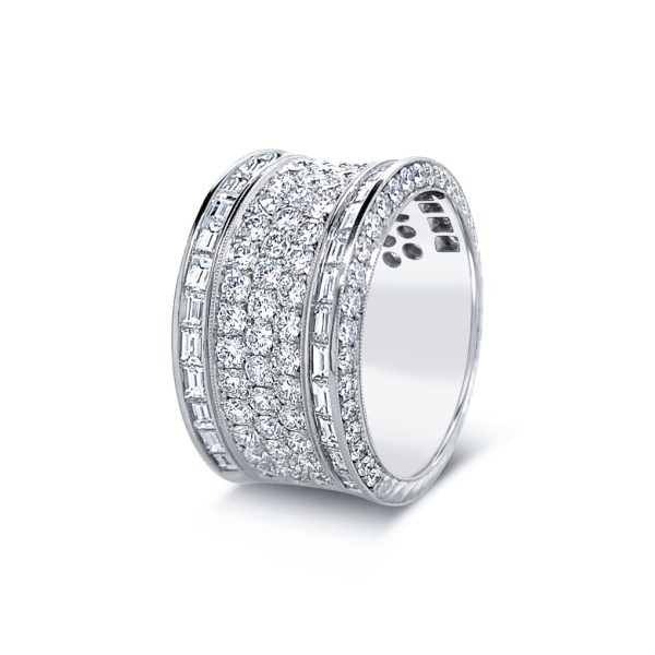 Jack Kelége wide diamond band in platinum - KPBD807