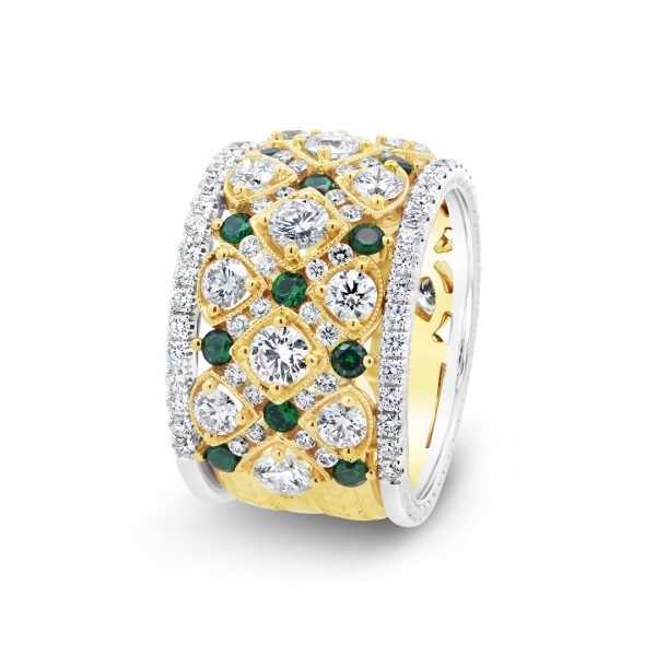Jack Kelége tsavorite garnet and diamond band in yellow gold - KGBD257Y