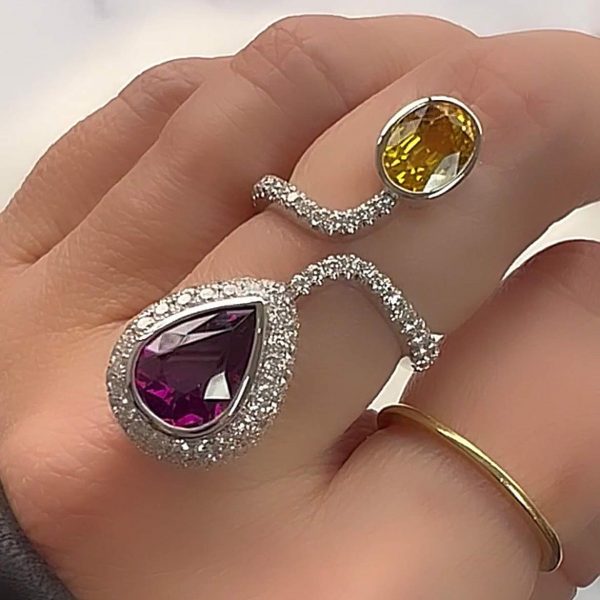 Garnet and Sapphire Two Stone Ring - KGR158