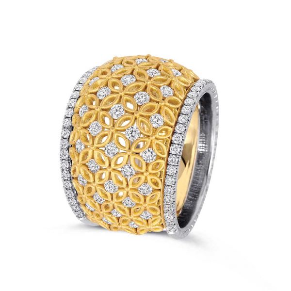 Jack Kelége lattice design diamond ring in 18k yellow gold - KGBD155-1