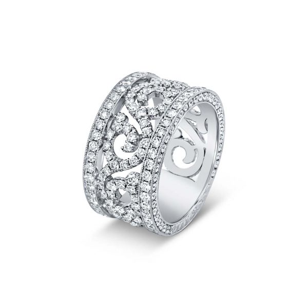 Jack Kelége wide diamond band set in platinum - KPBD784