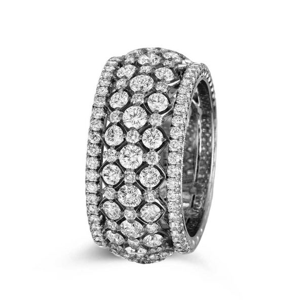 Jack Kelége wide diamond band set in platinum - KPBD772