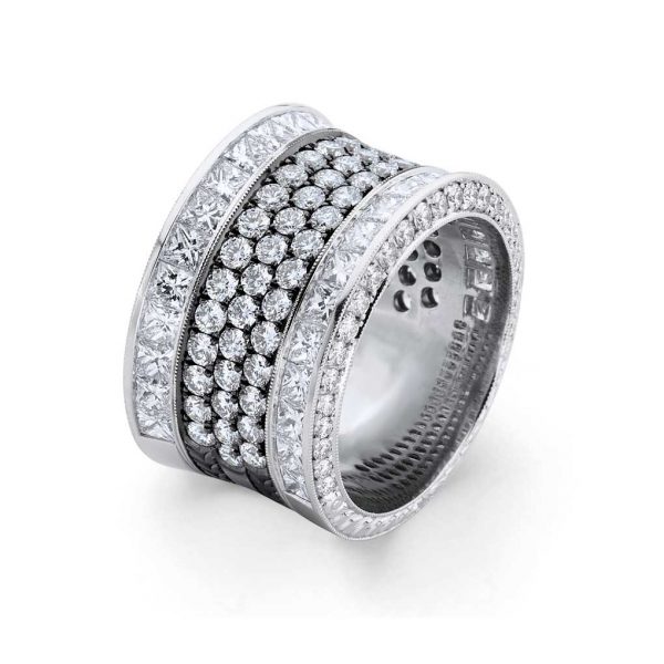 Jack Kelége wide diamond band set in platinum - KPBD808B