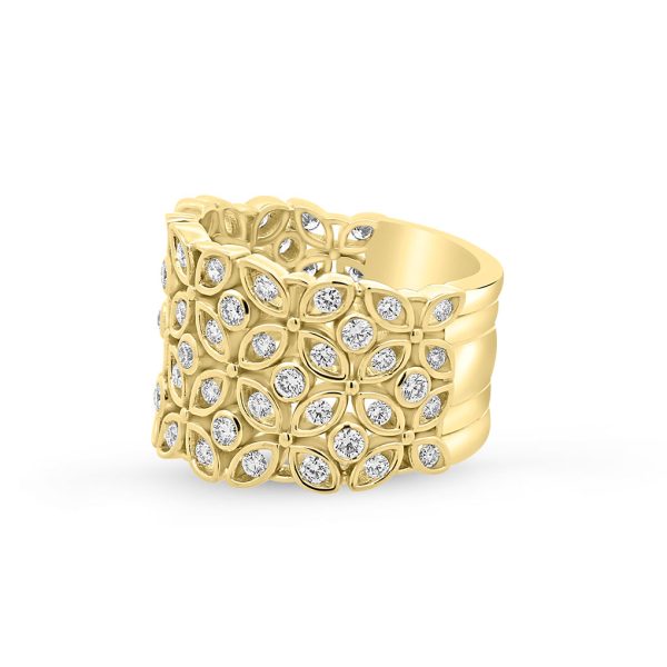 Wide yellow gold diamond band - KGBD256Y