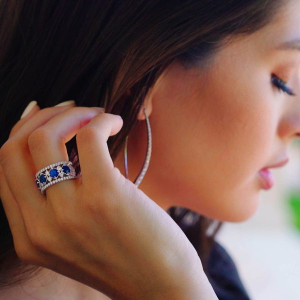 Sapphire and Diamond Band in Platinum - KPBD773