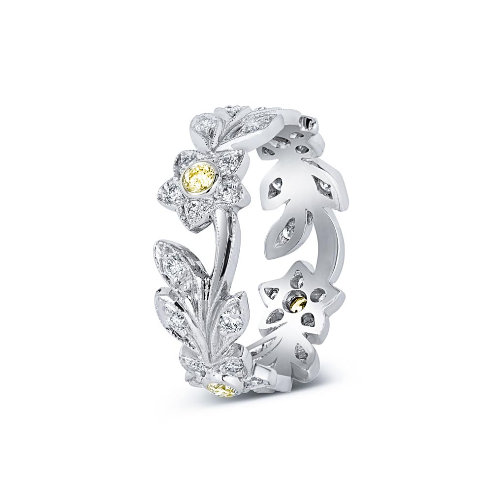 Jack Kelége yellow diamond band set in platinum - KPBD606